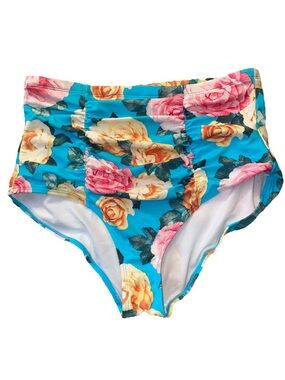 Torrid Plus Size 0X Floral High Waisted Bikini Bottom Ruched Floral